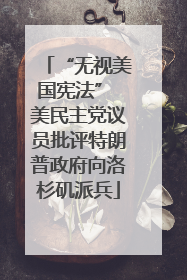 “无视美国宪法” 美民主党议员批评特朗普政府向洛杉矶派兵