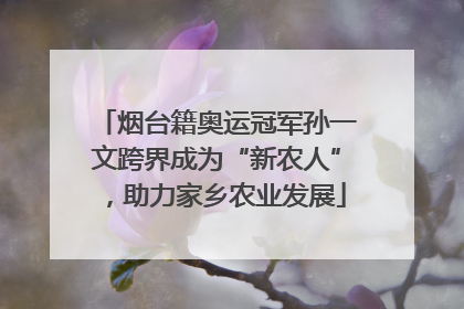 烟台籍奥运冠军孙一文跨界成为“新农人”，助力家乡农业发展