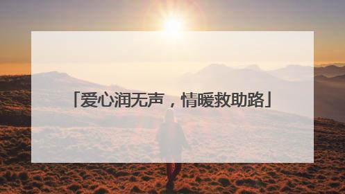 爱心润无声，情暖救助路