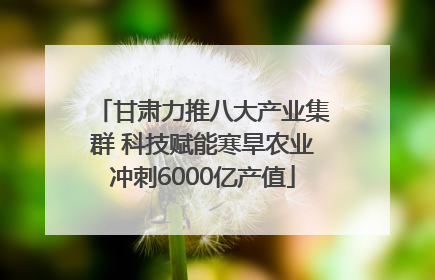 甘肃力推八大产业集群 科技赋能寒旱农业冲刺6000亿产值