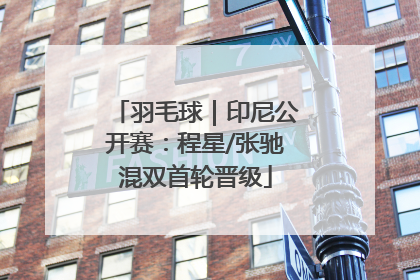 羽毛球｜印尼公开赛：程星/张驰混双首轮晋级