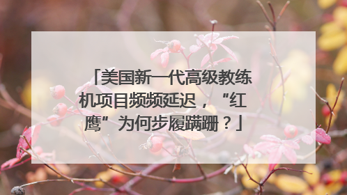 美国新一代高级教练机项目频频延迟，“红鹰”为何步履蹒跚？