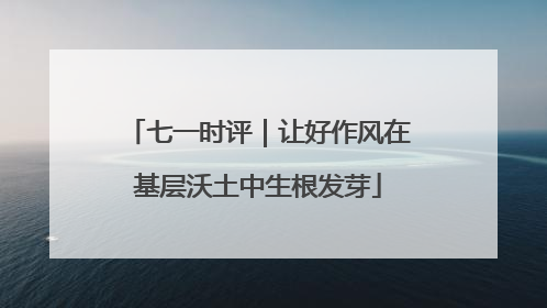 七一时评｜让好作风在基层沃土中生根发芽