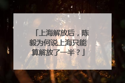 上海解放后，陈毅为何说上海只能算解放了一半？