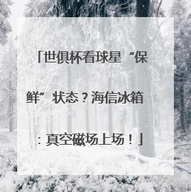 世俱杯看球星“保鲜”状态？海信冰箱：真空磁场上场！
