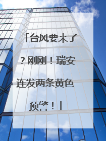 台风要来了？刚刚！瑞安连发两条黄色预警！