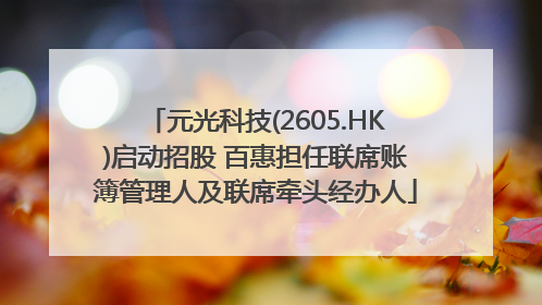 元光科技(2605.HK)启动招股 百惠担任联席账簿管理人及联席牵头经办人