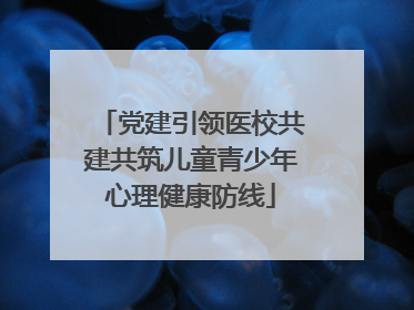 党建引领医校共建共筑儿童青少年心理健康防线
