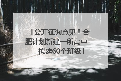 公开征询意见！合肥计划新建一所高中，拟建60个班级