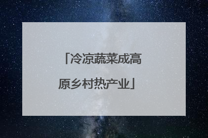冷凉蔬菜成高原乡村热产业