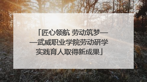 匠心领航 劳动筑梦——武威职业学院劳动研学实践育人取得新成果