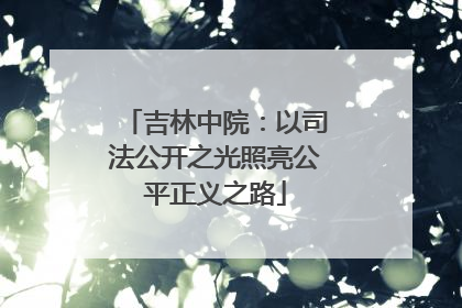 吉林中院：以司法公开之光照亮公平正义之路