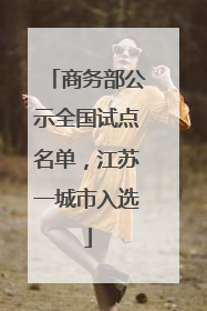 商务部公示全国试点名单，江苏一城市入选