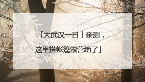 大武汉一日丨亲测，这里搭帐篷露营绝了