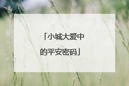 小城大爱中的平安密码