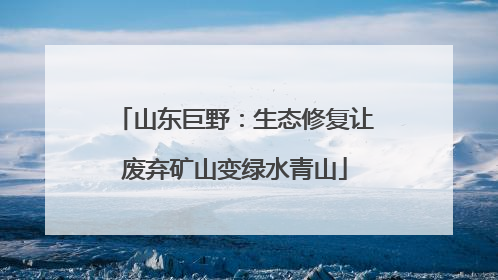 山东巨野：生态修复让废弃矿山变绿水青山
