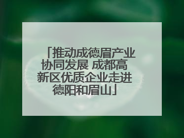 推动成德眉产业协同发展 成都高新区优质企业走进德阳和眉山