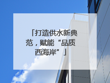 打造供水新典范，赋能“品质西海岸”