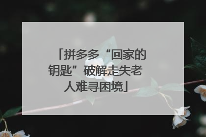 拼多多“回家的钥匙”破解走失老人难寻困境