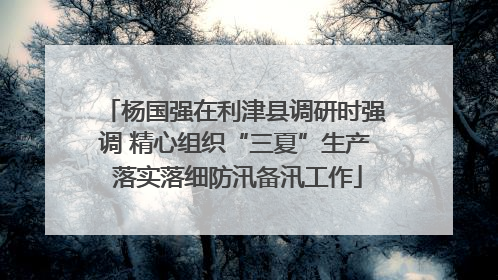 杨国强在利津县调研时强调 精心组织“三夏”生产 落实落细防汛备汛工作