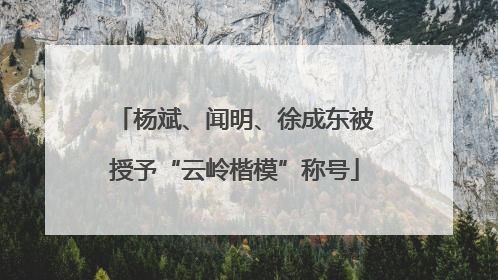 杨斌、闻明、徐成东被授予“云岭楷模”称号