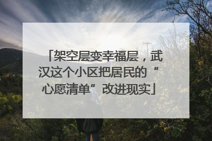 架空层变幸福层，武汉这个小区把居民的“心愿清单”改进现实