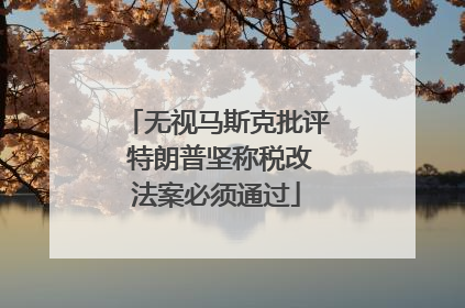 无视马斯克批评 特朗普坚称税改法案必须通过