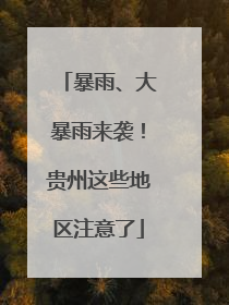暴雨、大暴雨来袭！贵州这些地区注意了