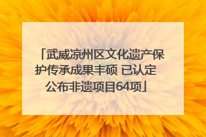 武威凉州区文化遗产保护传承成果丰硕 已认定公布非遗项目64项