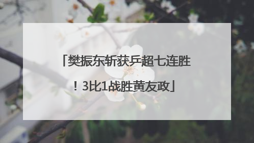 樊振东斩获乒超七连胜！3比1战胜黄友政