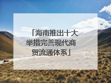 海南推出十大举措完善现代商贸流通体系