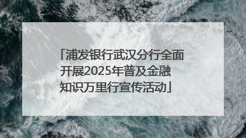 浦发银行武汉分行全面开展2025年普及金融知识万里行宣传活动