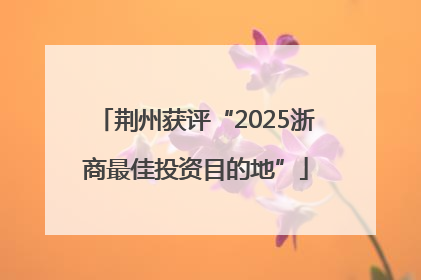 荆州获评“2025浙商最佳投资目的地”