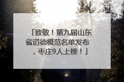 致敬！第九届山东省道德模范名单发布，枣庄9人上榜！