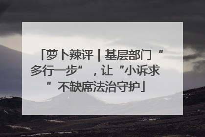 萝卜辣评｜基层部门“多行一步”，让“小诉求”不缺席法治守护