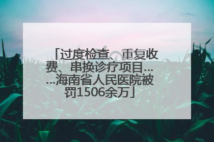 过度检查、重复收费、串换诊疗项目……海南省人民医院被罚1506余万