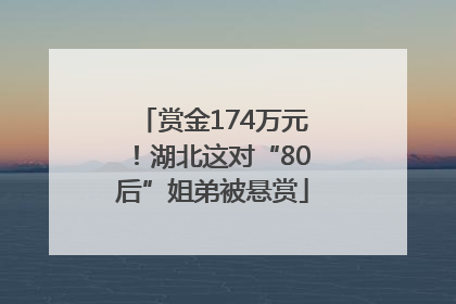 赏金174万元！湖北这对“80后”姐弟被悬赏