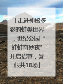 走进神秘多彩的蛙类世界，世纪公园“蛙蛙奇妙夜”开启招募，暑假共18场