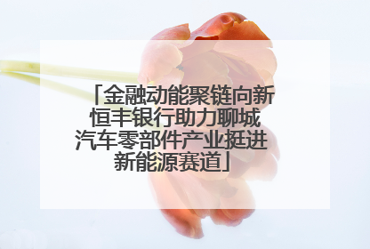 金融动能聚链向新 恒丰银行助力聊城汽车零部件产业挺进新能源赛道