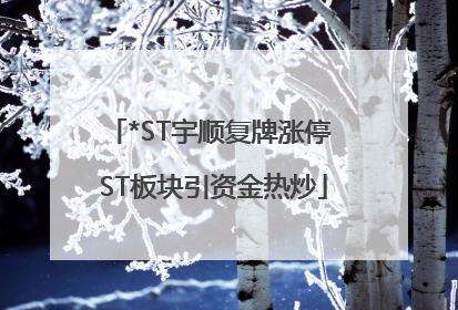*ST宇顺复牌涨停 ST板块引资金热炒