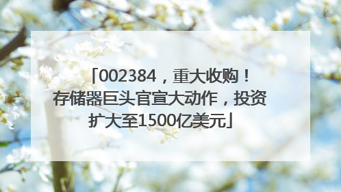 002384，重大收购！存储器巨头官宣大动作，投资扩大至1500亿美元
