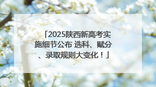 2025陕西新高考实施细节公布 选科、赋分、录取规则大变化！